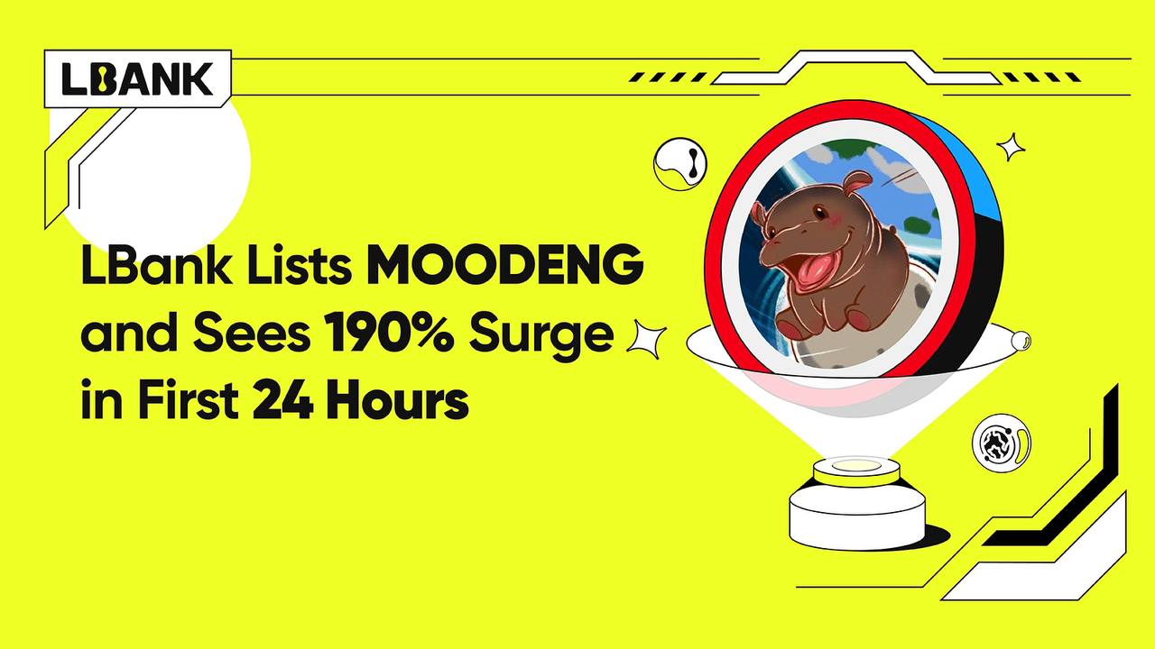 PRESS RELEASE. LBank is excited to announce that it is the first cryptocurrency exchange to globally list MOODENG(Moo Deng), a new meme coin, which has surged an impressive 190% within its first 24 hours. This global listing marks Moo Deng’s official entry into the cryptocurrency market and underscores LBank’s commitment to innovation and community engagement.