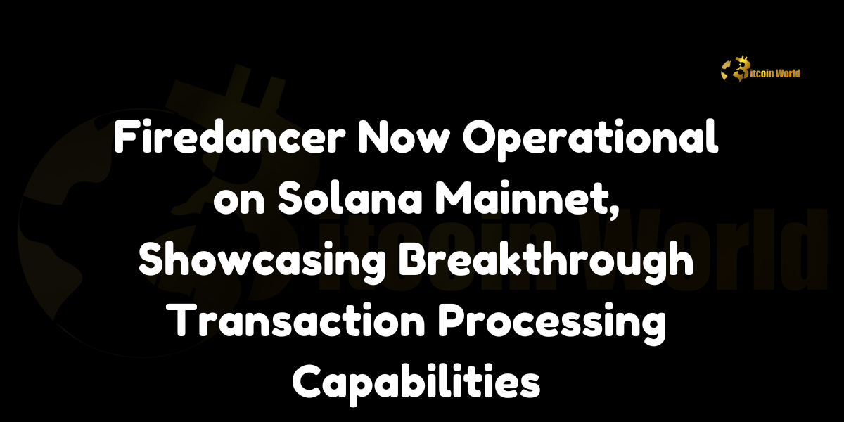 Firedancer Now Operational on Solana Mainnet, Showcasing Breakthrough Transaction Processing Capabilities Firedancer, the Solana validator software developed by Jump Crypto, is now fully operational on the Solana mainnet, according to a recent report from SolanaFloor’s X account. This marks a significant milestone for Solana’s blockchain infrastructure, as Firedancer is designed to enhance the network’s scalability