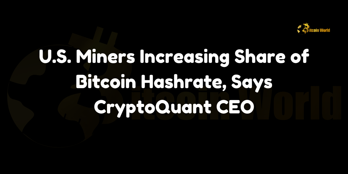 US Miners Increasing Share of Bitcoin Hashrate, Says CryptoQuant CEO CryptoQuant CEO Ki Young Ju has reported that U.S. mining companies are significantly increasing their share of Bitcoin’s hashrate, a key indicator of the network’s mining power. In a recent post on X (formerly Twitter), Ki Young Ju noted that U.S. mining pools now control