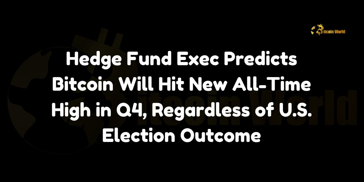 Hedge Fund Exec Expects Bitcoin to Hit New All-Time High in Q4 2024, Regardless of U.S. Election Outcome CK Zheng, co-founder of crypto hedge fund ZX Squared Capital, has made a bold prediction for Bitcoin (BTC), expecting the leading cryptocurrency to hit a new all-time high in Q4 2024, regardless of the outcome of the