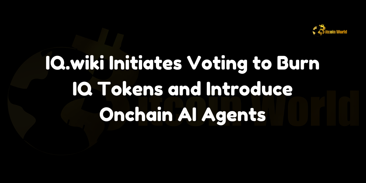 IQ.wiki Initiates Voting to Burn IQ Tokens and Introduce Onchain AI Agents In a significant governance move, IQ.wiki, a renowned blockchain and cryptocurrency encyclopedia, has launched a community vote on Snapshot regarding a pivotal proposal. The proposal aims to burn IQ tokens and introduce onchain artificial intelligence (AI) agents. This initiative seeks to enhance the