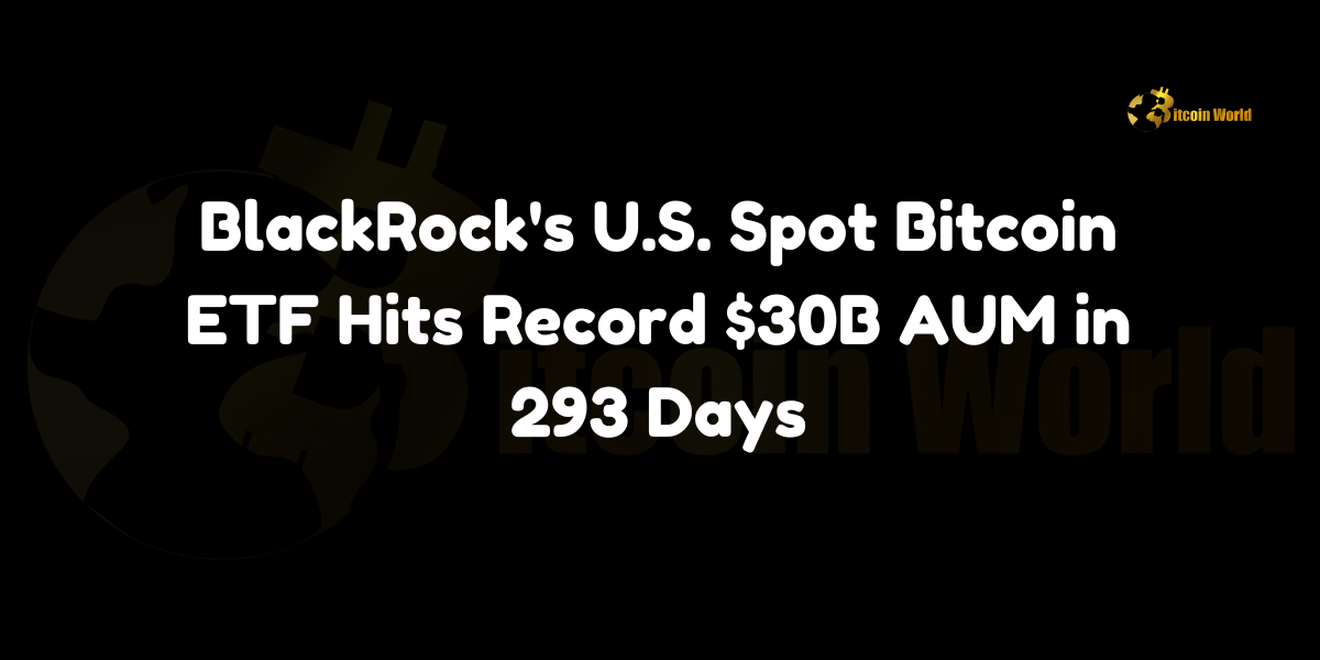 BlackRock’s U.S. Spot Bitcoin ETF Hits Record $30B AUM in 293 Days In a historic achievement for exchange-traded funds (ETFs), BlackRock’s U.S. spot Bitcoin ETF (ticker: IBIT) has surpassed $30 billion in assets under management (AUM) in just 293 days, setting a new record for ETF growth. This milestone, reported by Bloomberg’s senior ETF analyst