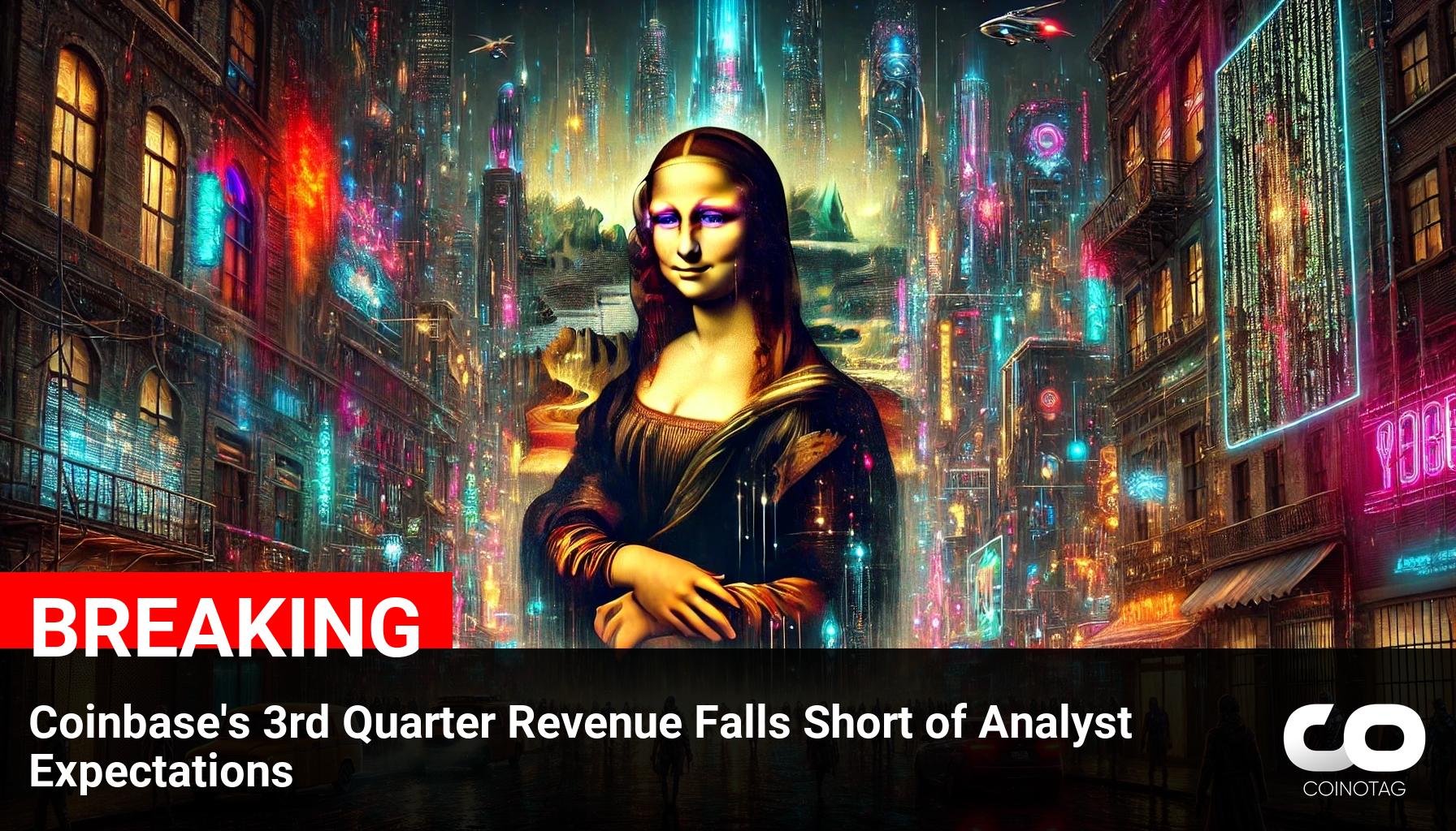 Coinbase’s 3rd Quarter Revenue Falls Short of Analyst Expectations ————— ???? AI Commentary: ???? Lower-than-expected revenue may lead to short-term selling pressure on Coinbase’s stock. NFA.