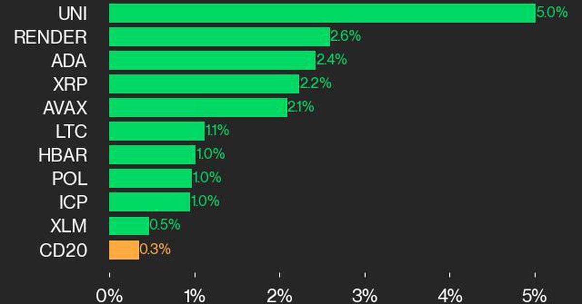 CoinDesk 20 Performance Update: UNI Gains 5% as Index Rises from Thursday