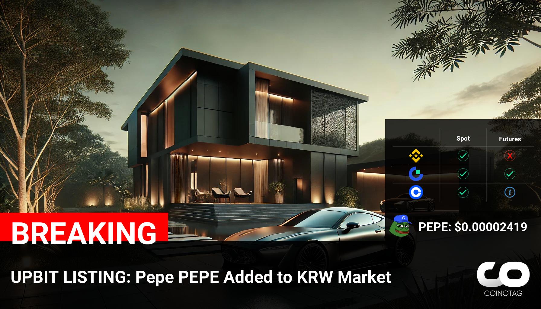 Pepe (PEPE) Now Available on Upbit’s KRW Market: Coin Price and Details