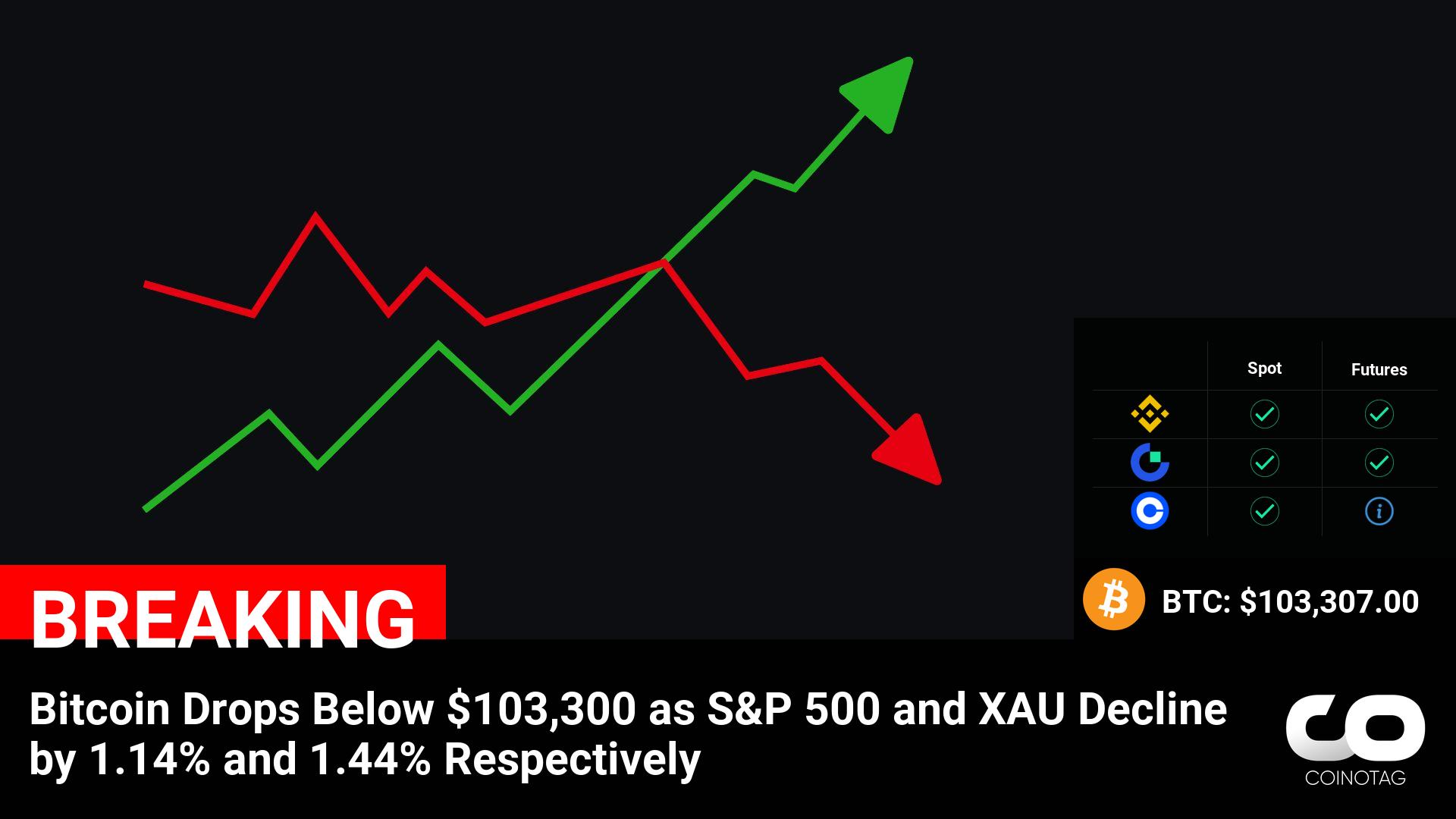 Bitcoin Price Plummets Below $103,300 Amid Decline in S&P 500 and XAU: An Overview