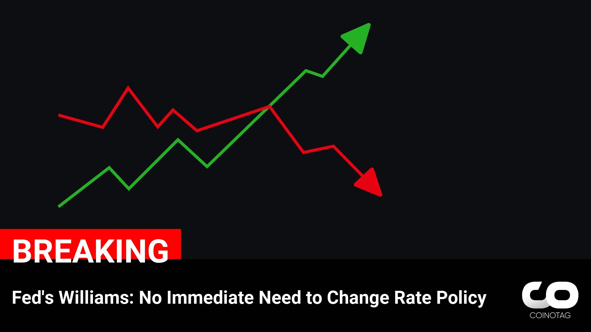 Fed’s Williams: No Immediate Need to Change Rate Policy